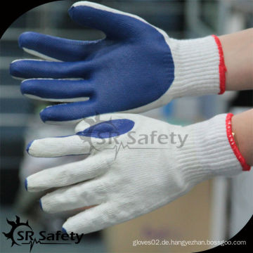 SRSAFETY Geblechte Baumwollgewebe-Handschuhe glatter Latex beschichteter Arbeitshandschuh